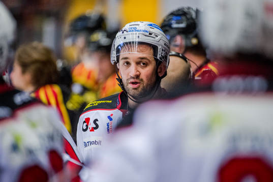 Malmö Redhawks Eric Himelfarb  deppar i båset