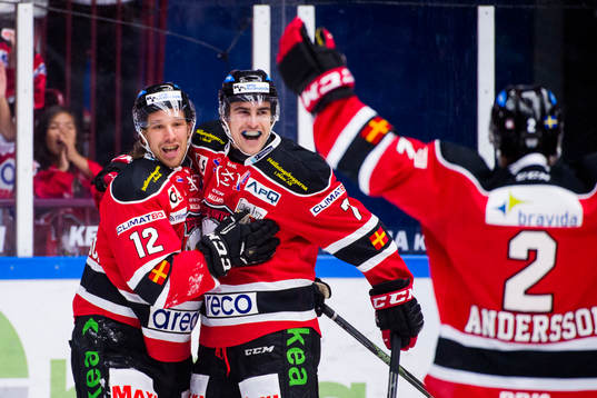 Malmö Redhawks Nils Andersson och Erik Andersson (ryggen