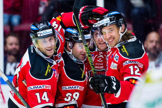 Malmö Redhawks Derek Meech, Eric Himelfarb och Andreas