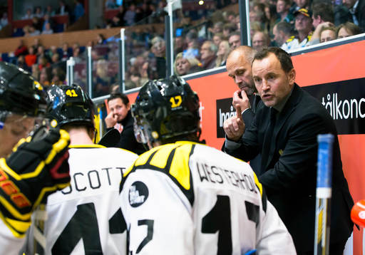 Brynäs tränare Thomas Berglund coachar i båset