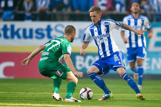 Hammarbys Mats Solheim och IFK Göteborgs Sören Rieks
