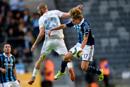 Djurgårdens Tim Björkström och Malmös Jo Inge Berget
