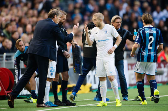Malmös Anton Tinnerholm och tränare Åge Hareide
