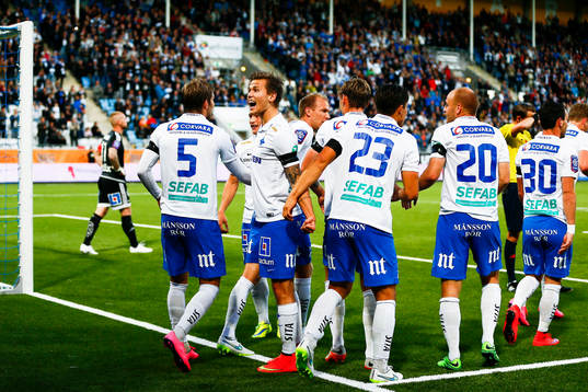 Norrköpings Arnor Ingvi Traustason jublar