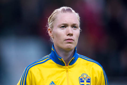 Sveriges målvakt Hedvig Lindahl vid lineup innan