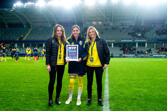 Petra Backström och Maja Hörberg från ICA delar ut pris