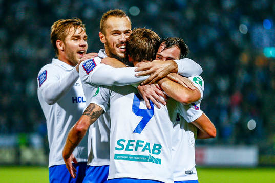 Norrköpings Christoffer Nyman , Emir Kujovic jublar
