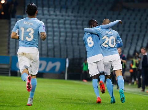 Malmös Vladimir Rodic och Yoshimar Yotùn och Enock Kofi