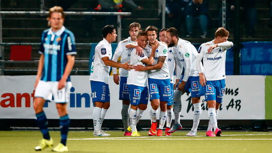 Norrköpings spelare jublar och Djurgården deppar