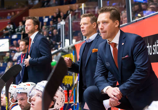 Växjös tränare Sam Hallam, assisterande tränare Nicklas