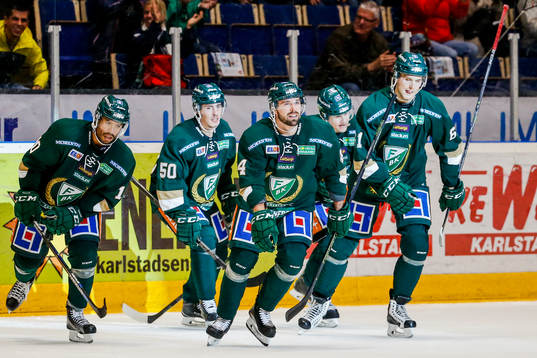 Färjestads spelare jublar