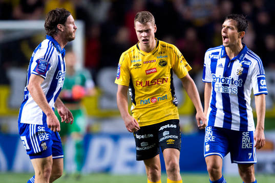 IFK Göteborgs Gustav Svensson (v) och Mads Winther Albeck
