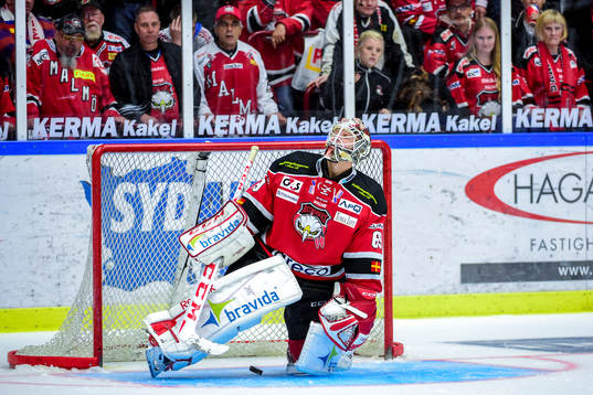 Malmö Redhawks målvakt Oscar Alsenfelt deppar