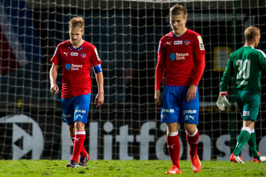 Helsingborgs Johan Mårtensson och Jere Uronen deppar