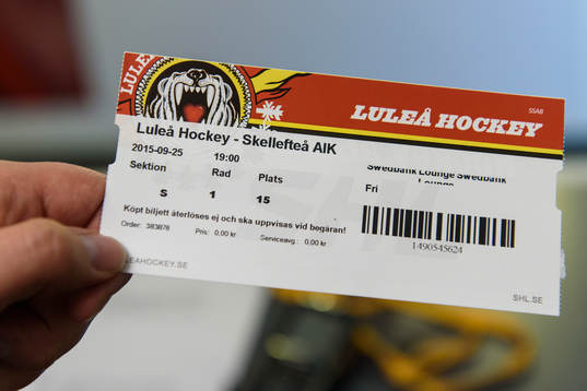 Matchbiljett till ishockeymatchen i SHL mellan Luleå och