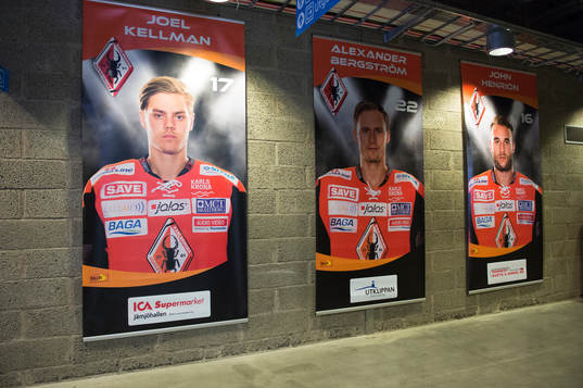 Vepor med spelare innan ishockeymatchen i SHL mellan