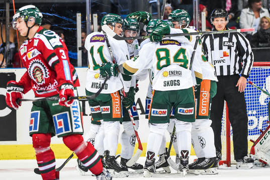 Färjestads spelare jublar