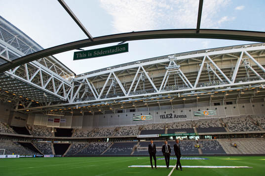En dekal med texten This is Söderstadion på Tele2 Arena