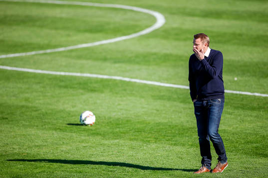 Falkenbergs tränare Hans Eklund före fotbollsmatchen i