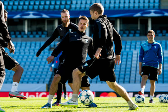 Malmös Jo Inge Berget, Markus Rosenberg och Oscar Lewicki