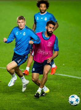 Real Madrids Toni Kroos, Arbeloa och Marcelo