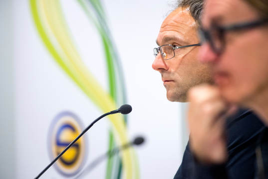 GAIS tränare Per-Ola Ljung på presskonferensen