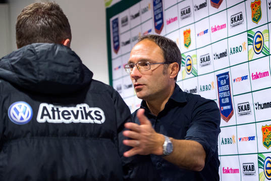 GAIS tränare Per-Ola Ljung på presskonferensen