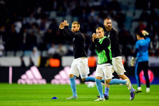 Malmö FFs Rasmus Bengtsson, Oscar Lewicki och Jo Inge