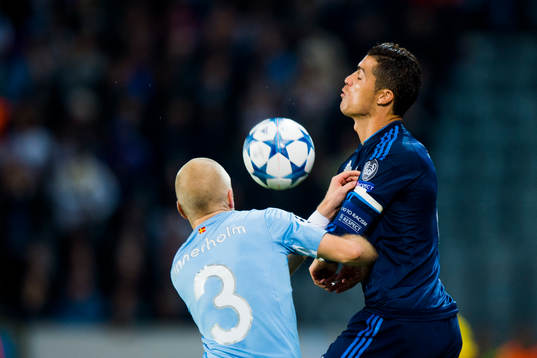 Malmö FFs Anton Tinnerholm och Real Madrids Cristiano