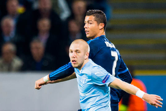 Malmö FFs Anton Tinnerholm och Real Madrids Cristiano