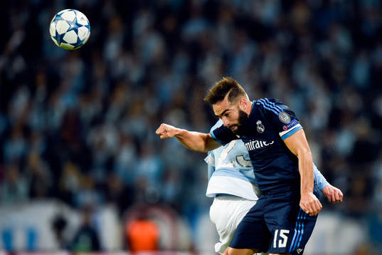 Malmö FFs Jo Inge Berget och Real Madrids Daniel Carvajal