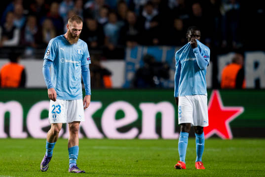 Malmö FFs Jo Inge Berget och Enoch Kofi Adu deppar
