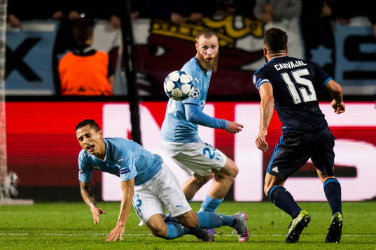 Malmö FFs Victor Yoshimar Yotun Flores och Jo Inge Berget