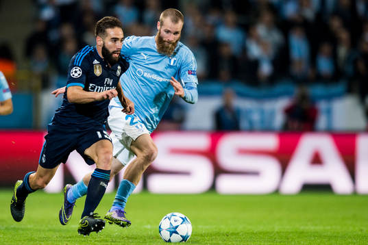 Real Madrids Daniel Carvajal Ramos och Malmö FFs Jo Inge