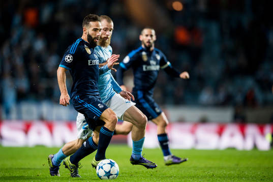 Real Madrids Daniel Carvajal Ramos och Malmö FFs Jo Inge