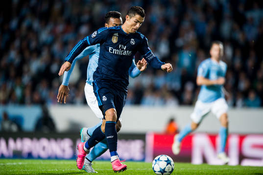 Real Madrids Cristiano Ronaldo och Malmö FFs Luis Felipe