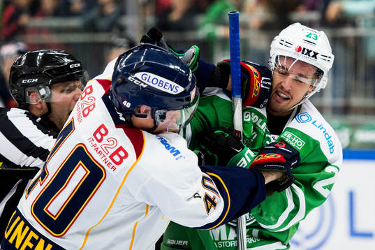 Slagsmål mellan Djurgårdens Tomi Sallinen Rögles Daniel