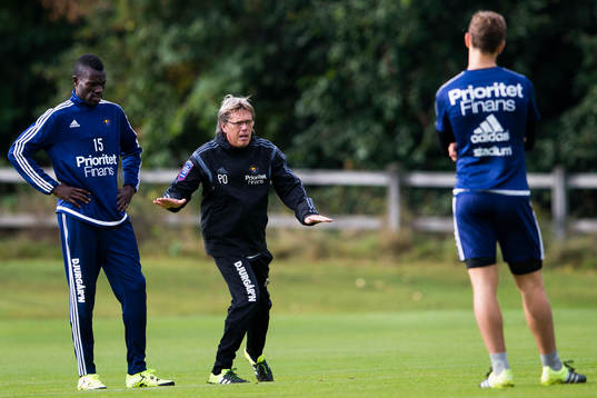 Djurgårdens Omar Colley och tränare Per Olsson