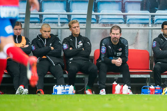 Helsingborgs Jordan Larsson och målvakt Pär Hansson på