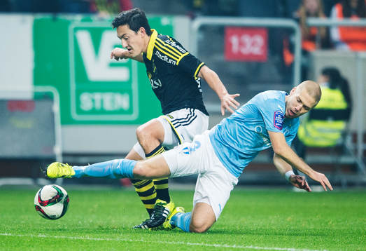 s Stefan Ishizaki och Malmö FF:s Anton Tinnerholm