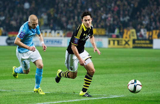 s Anton Tinnerholm och AIK:s Stefan Ishizaki