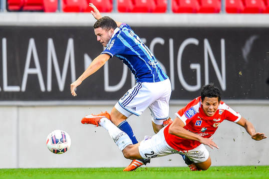 Djurgårdens Kerim Mrabti och Kalmars Romário Pereira