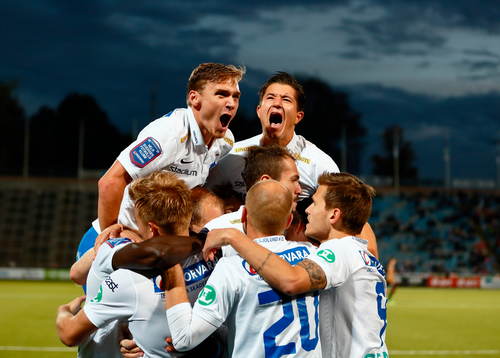 Norrköpings spelare med Linus Wahlqvist och David Boo