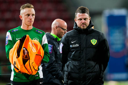 Jönköpings Joakim Karlsson och tränare Jimmy Thelin