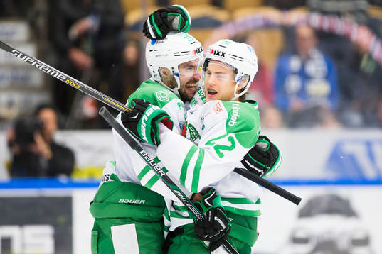 Rögles Ludvig Rensfeldt och Sebastian Wännström jublar