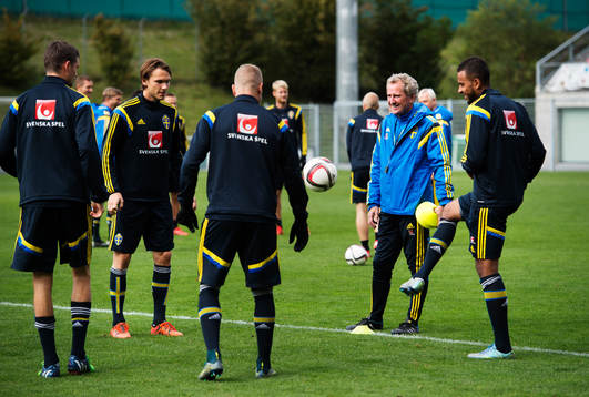 Mikael Lustig, Albin Ekdal, John Guidetti, förbundskapten