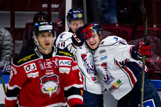 Linköpings Gabriel Carlsson och Jacob Lilja jublar