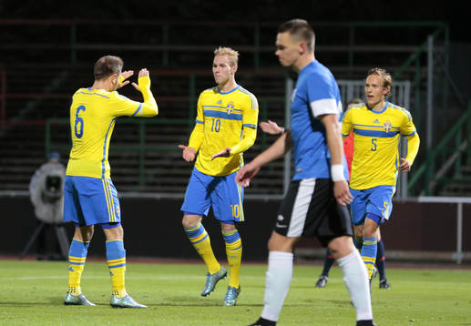 Sveriges Gustav Engvall glad