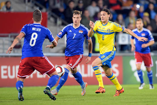 Liechtensteins Sandro Wieser och Marcel Büchel och