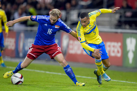 Liechtensteins Martin Rechsteiner och Sveriges Martin Olsson